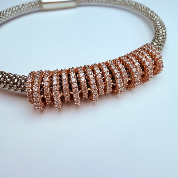 Dyadema Star Dust Swarovski Crystals Rose Gold, Sterling Silver Caviar Bracelet - Picture 4 of 12
